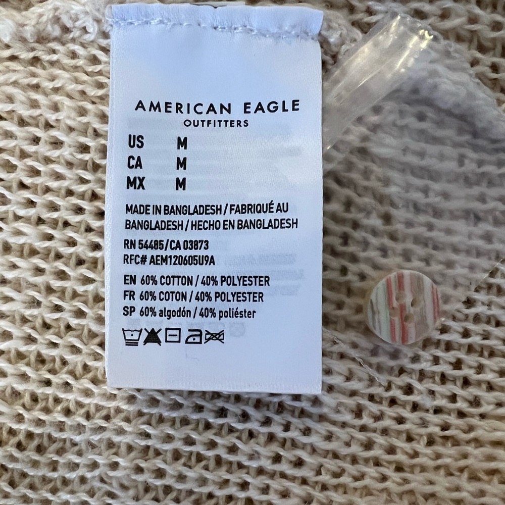 American Eagle Outfitters Cream V-Neck Sweater - Picture 6 of 8